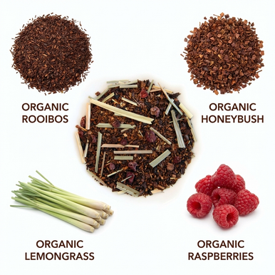 Organic Raspberry Rush Tea, Caffeine Free Herbal Infusion, Dessert Tea Collection, 2 oz. Jar