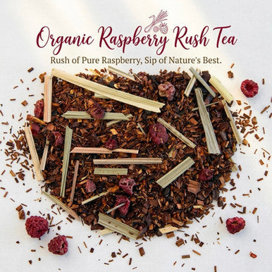 Organic Raspberry Rush Tea, Caffeine Free Herbal Infusion, Dessert Tea Collection, 2 oz. Jar