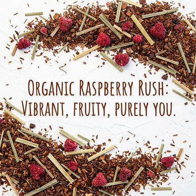 Organic Raspberry Rush Tea, Caffeine Free Herbal Infusion, Dessert Tea Collection, 2 oz. Jar
