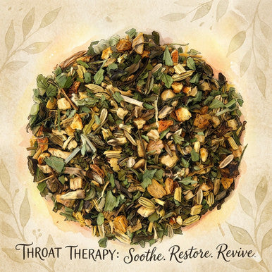 Organic Throat Therapy Tea, Caffeine Free Ginger & Peppermint Herbal Infusion, Wellness Tea Collection, 2 Oz Jar