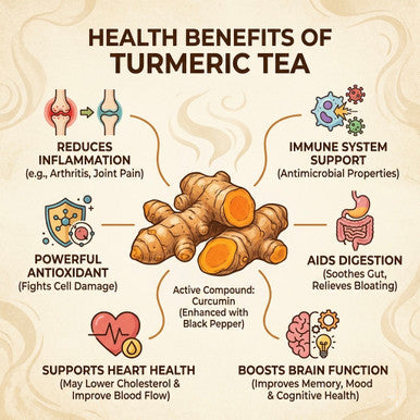 Organic Turmeric Chai Tea, Black Tea with Cardamon, Cloves, Cinnamon, & Turmeric Root, Wellness Tea Collection, 2.5 oz.
