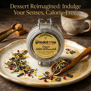 Organic White Butterscotch Tea, White Peony Tea, Dessert Tea Collection, 1 Oz Jar