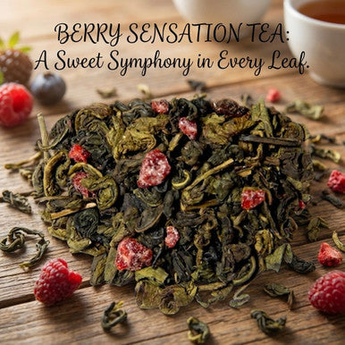 BERRY SENSATION TEA, Ceylon Green Tea With Real Fruit Pieces, Dessert Tea Collection, 2 oz. Jar