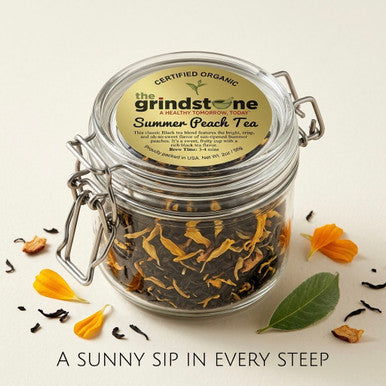 ORGANIC SUMMER PEACH TEA | Black Tea with Natural Peach Flavor | Dessert Tea Collection | 2 oz. Jar