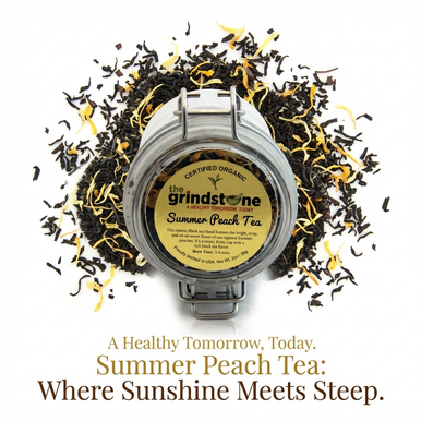 ORGANIC SUMMER PEACH TEA | Black Tea with Natural Peach Flavor | Dessert Tea Collection | 2 oz. Jar