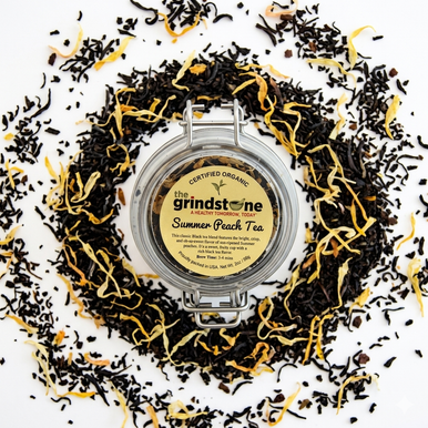 ORGANIC SUMMER PEACH TEA | Black Tea with Natural Peach Flavor | Dessert Tea Collection | 2 oz. Jar