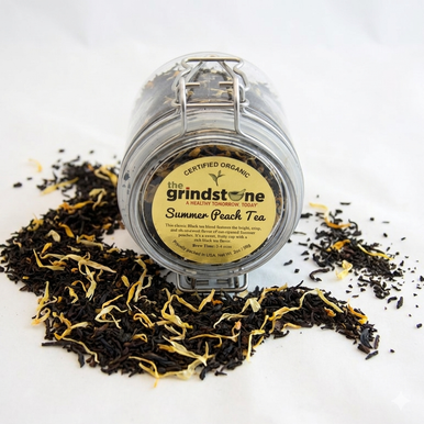 ORGANIC SUMMER PEACH TEA | Black Tea with Natural Peach Flavor | Dessert Tea Collection | 2 oz. Jar
