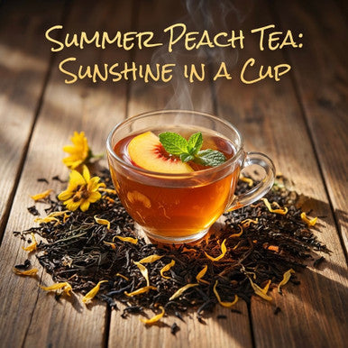 ORGANIC SUMMER PEACH TEA | Black Tea with Natural Peach Flavor | Dessert Tea Collection | 2 oz. Jar
