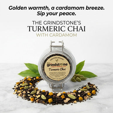 Organic Turmeric Chai Tea, Black Tea with Cardamon, Cloves, Cinnamon, & Turmeric Root, Wellness Tea Collection, 2.5 oz.