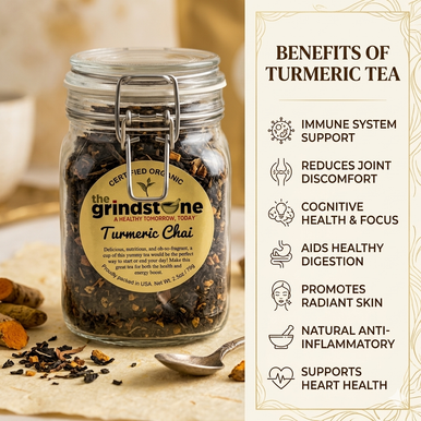 Organic Turmeric Chai Tea, Black Tea with Cardamon, Cloves, Cinnamon, & Turmeric Root, Wellness Tea Collection, 2.5 oz.