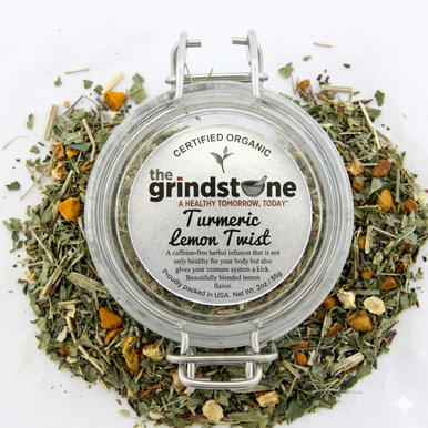Organic Turmeric Lemon Twist Tea, Caffeine Free Herbal Infusion with Turmeric Root, Wellness Tea Collection, 1.5 oz. Jar