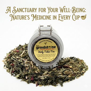 Organic Holy Tulsi Tea, Green tea, Wellness tea collection, 1.5 oz. Jar