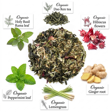 Organic Holy Tulsi Tea, Green tea, Wellness tea collection, 1.5 oz. Jar