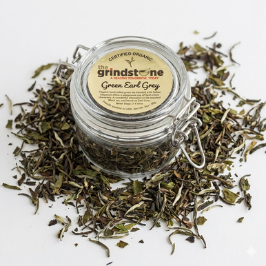 Organic Earl Grey Green Tea, Loose leaf tea with Bergamot, 2 oz. Jar