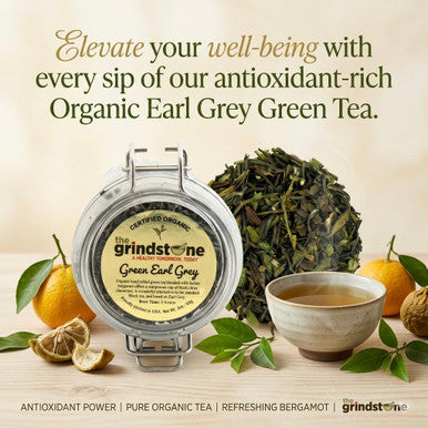 Organic Earl Grey Green Tea, Loose leaf tea with Bergamot, 2 oz. Jar