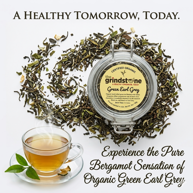Organic Earl Grey Green Tea, Loose leaf tea with Bergamot, 2 oz. Jar