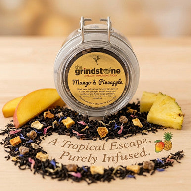 Mango Pineapple Tea, Ceylon Black Tea with bits of Mango and Pineapple, 2 oz. Jar