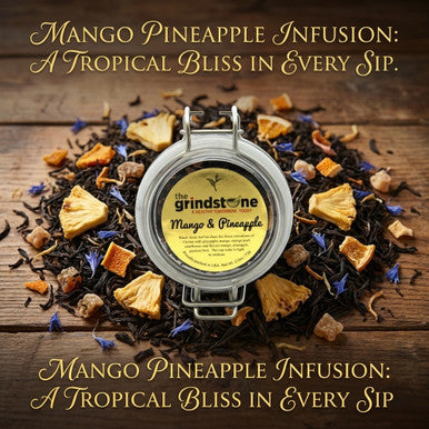 Mango Pineapple Tea, Ceylon Black Tea with bits of Mango and Pineapple, 2 oz. Jar