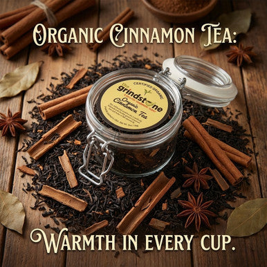 Organic Cinnamon Tea, Ceylon Black Tea with cinnamon spice, Wellness Tea Collection, 2 oz. Jar