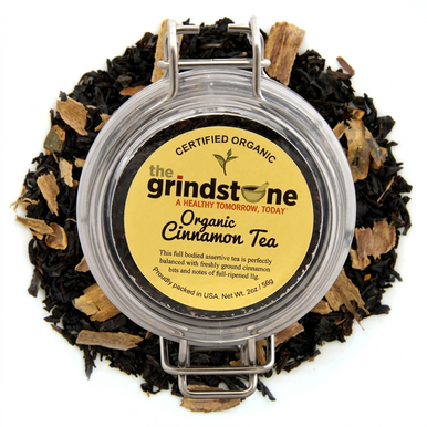 Organic Cinnamon Tea, Ceylon Black Tea with cinnamon spice, Wellness Tea Collection, 2 oz. Jar