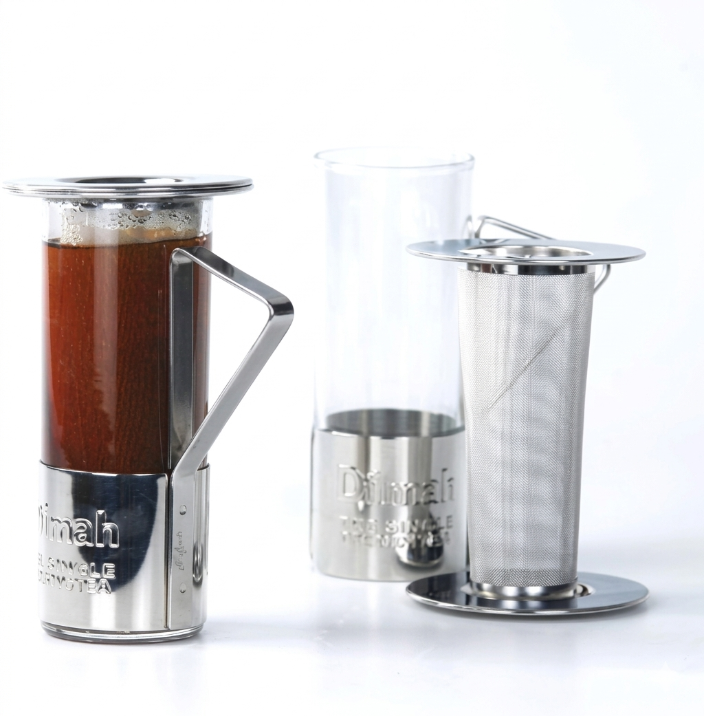 Dilmah, Tea Glass with Stainless Steel Strainer and Infuser for Loose Tea Brewing with Lid, Dishwasher Safe, 220 ml