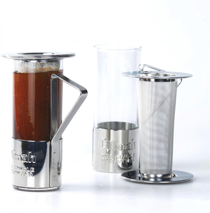 Dilmah, Tea Glass with Stainless Steel Strainer and Infuser for Loose Tea Brewing with Lid, Dishwasher Safe, 220 ml