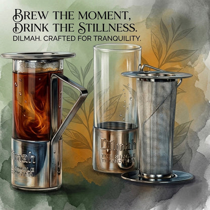 Dilmah, Tea Glass with Stainless Steel Strainer and Infuser for Loose Tea Brewing with Lid, Dishwasher Safe, 220 ml