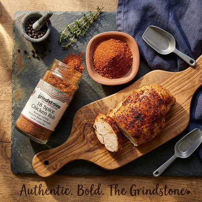 18 Spice Chicken Rub, Perfect for Grilling, Tandoor, Roast, Broil, Hand-blended Non GMO & MSG Free Spice, 3.50 oz. Glass Jar, Pack of 2