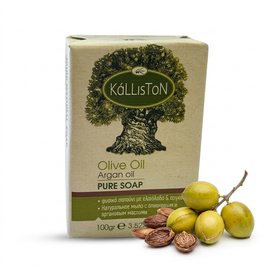 Olive Soap with with Argan Oil Extract, All Natural, Made in Ancient Crete, Greece, 3.50 oz.