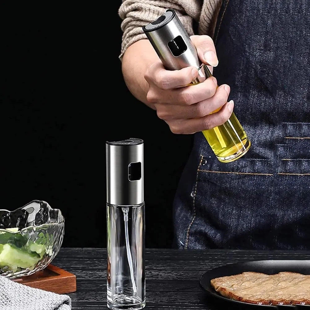 Olive Oil Sprayer and Mister, 100ml Glass Spray Bottle for Balsamic, Salad, BBQ (2 Pack)
