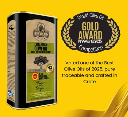 Ellora Farms PDO Kolymvari Extra Virgin Olive Oil, 1 Ltr Tin & Organic Tuscany Bread Dipping Mix, Combo