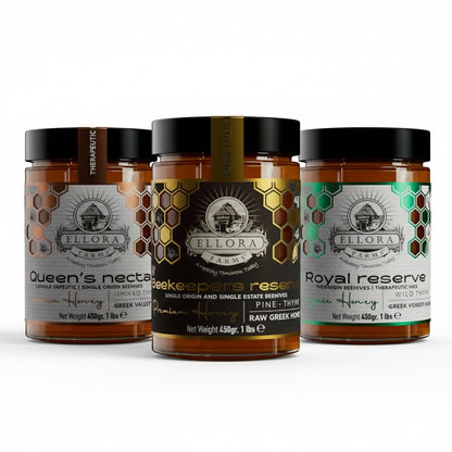 Ellora Farms, Single Estate PDO Greek Raw Honey, Beekeepers Reserve, Pine & Thyme, 450g