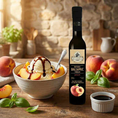Ellora Farms, Peach Infused Thick Balsamic Vinegar, Product of Crete, Greece, 8.5 oz