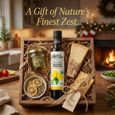 Aleta Organic, Infused Lemon Balsamic Vinegar, Tangy Zest of Lemon, Naturally Sourced, No Preservatives, USDA Certified, 8.45 oz Bottle