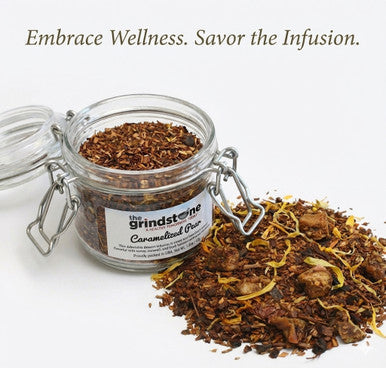 Organic Caramelized Pear Tea, Caffeine Free Herbal infusion with Rooibos, Honey bush, Pear and Apple, 2 oz. Jar