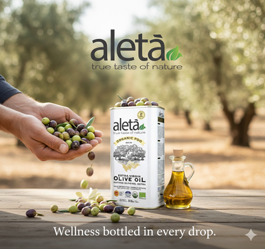 Aleta Organic & Single Estate PDO Extra Virgin Greek Olive Oil, Great Taste Award, 1 Ltr. Tin (33.8 oz.) X 4