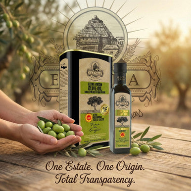 Ellora Farms, Extra Virgin Olive Oil, Single Estate and Traceable, Certified PDO Harvested in Crete, Greece, 1 Ltr. Tin, 33.8 FL oz , Pack of 2