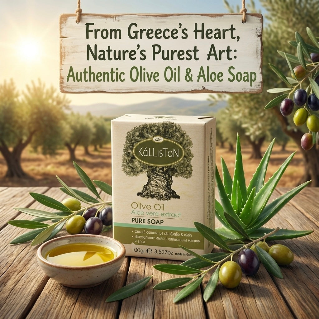 Olive Oil Soap with Aloe Extract & Aloe aroma, All Natural, Made in Ancient Crete, Greece, 3.50 oz.
