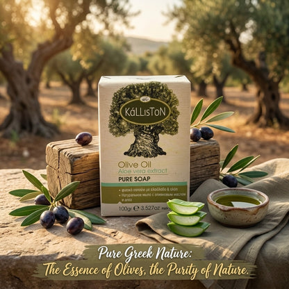 Olive Oil Soap with Aloe Extract & Aloe aroma, All Natural, Made in Ancient Crete, Greece, 3.50 oz.