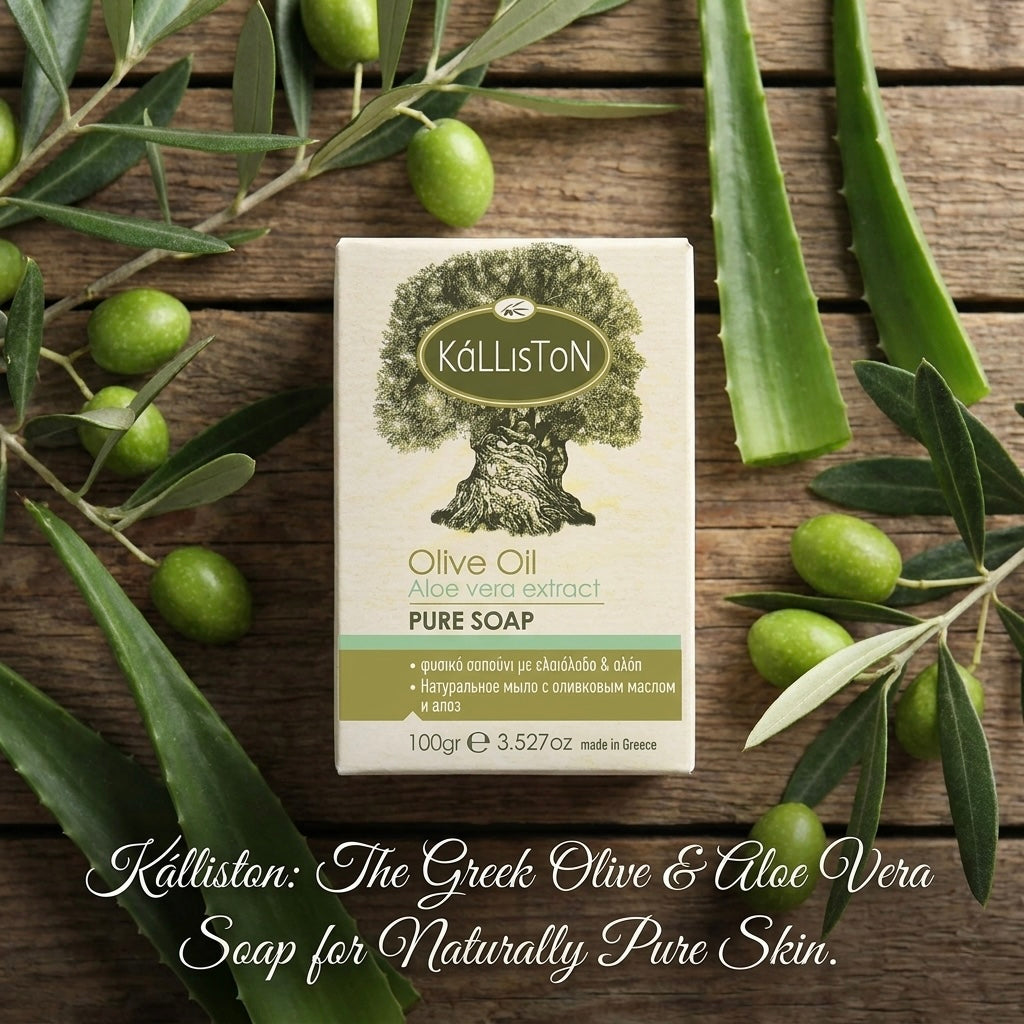 Olive Oil Soap with Aloe Extract & Aloe aroma, All Natural, Made in Ancient Crete, Greece, 3.50 oz.