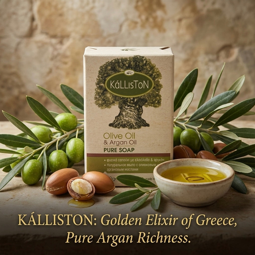 Olive Soap with with Argan Oil Extract, All Natural, Made in Ancient Crete, Greece, 3.50 oz.