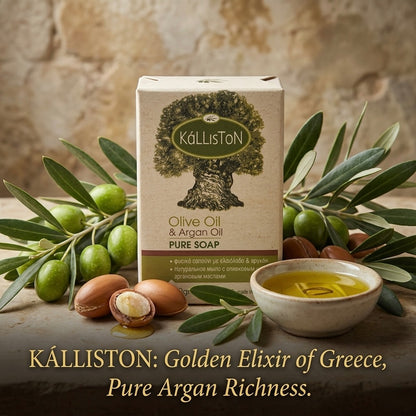 Olive Soap with with Argan Oil Extract, All Natural, Made in Ancient Crete, Greece, 3.50 oz.