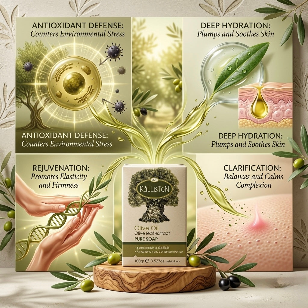 Olive Oil Soap with with Olive Leaf Extract, All Natural, Made in Ancient Crete, Greece, 3.50 oz.