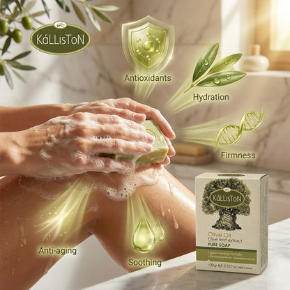 Olive Oil Soap with with Olive Leaf Extract, All Natural, Made in Ancient Crete, Greece, 3.50 oz.