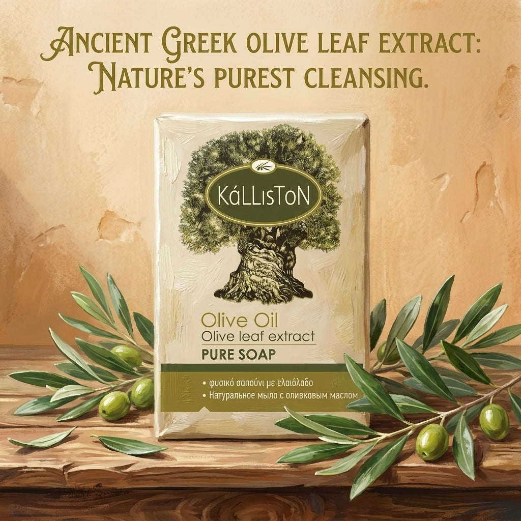 Olive Oil Soap with with Olive Leaf Extract, All Natural, Made in Ancient Crete, Greece, 3.50 oz.