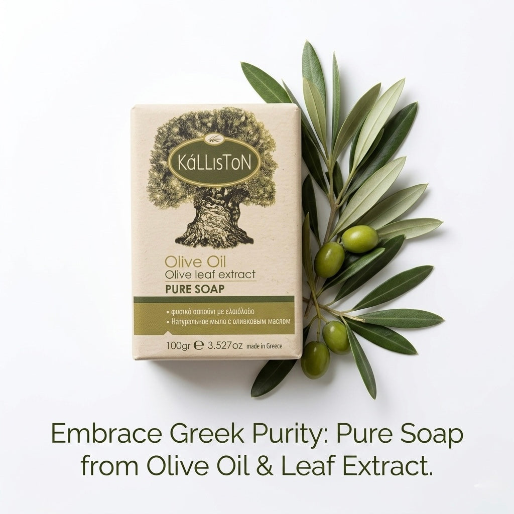 Olive Oil Soap with with Olive Leaf Extract, All Natural, Made in Ancient Crete, Greece, 3.50 oz.