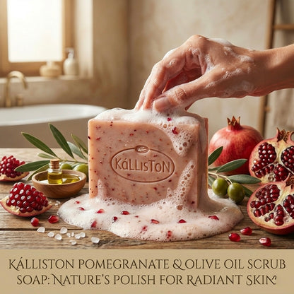 Olive Oil Soap Scrub with Pomegranate Extract & Aroma, All Natural, Made in Ancient Crete, Greece, 3.50 oz.