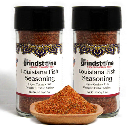 Louisiana Fish Seasoning, Spice Rub for Cajun food, Dirty Rice, Seafood, Fajitas, MSg Free, 2.50 oz. Glass jar with Sifter, Pack of 2