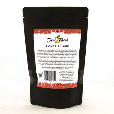 Lovers Lane Tea, Loose Leaf Black Tea with Rose Petals, Resealable Pouch, 3.5 oz.