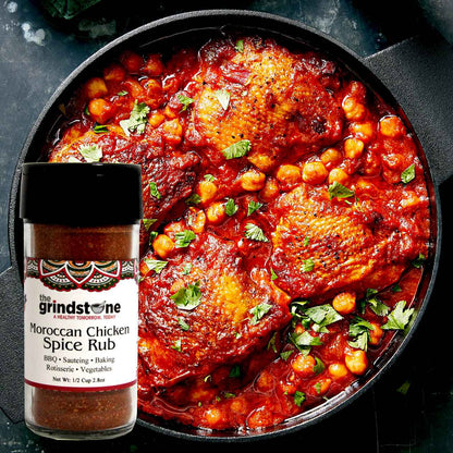 Moroccan Chicken Spice Rub, Perfect for Grilling, BBQ or Baking, Hand Blended Spices, 2.80 oz. Glass Bottle with Sifter, Pack of 2